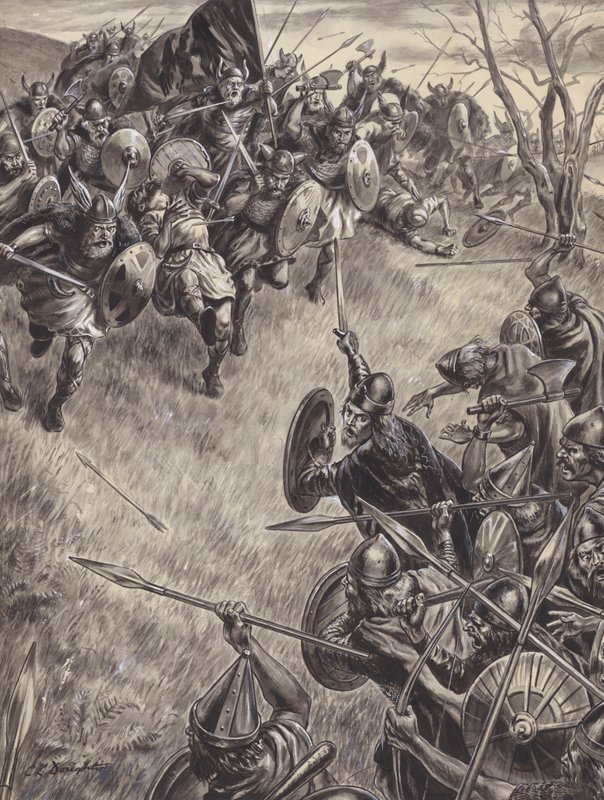 Azonosítatlan csatajelenet (gouache, papír) alkotó: C.L. Doughty