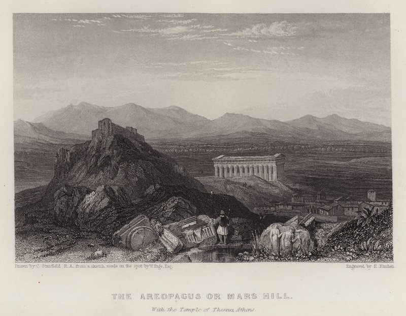 Az Areopágus vagy a Mars-domb Thészeusz Athén templomával (színes litó) alkotó: C. (after) Stanfield