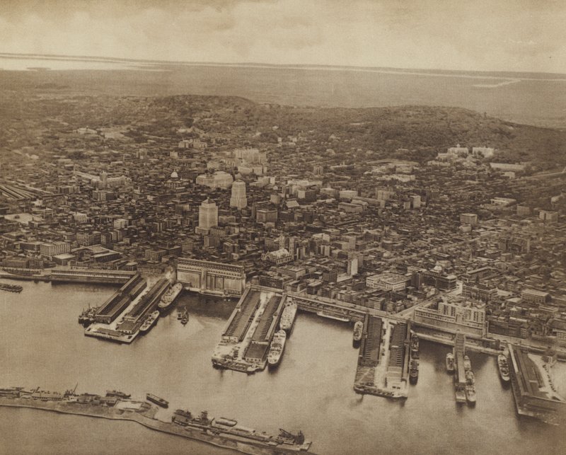 Montreal általános látképe, észak felé nézve (fekete-fehér fotó) alkotó: Canadian Photographer