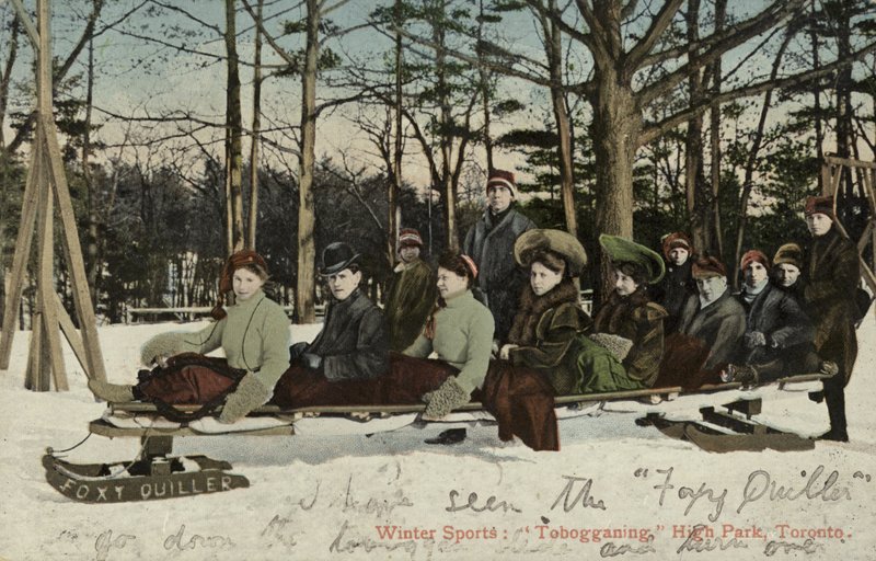 Szánkózás, High Park, Toronto, Kanada (színes fotó) alkotó: Canadian Photographer