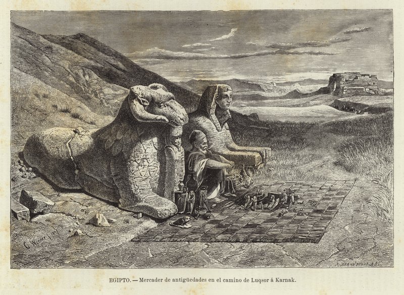 Antik kereskedő a Luxorból Karnakba vezető úton alkotó: Carl Friedrich Heinrich Werner