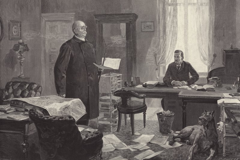 Bismarck diktálja emlékiratait (metszet) alkotó: Carl Ludwig Friedrich Becker