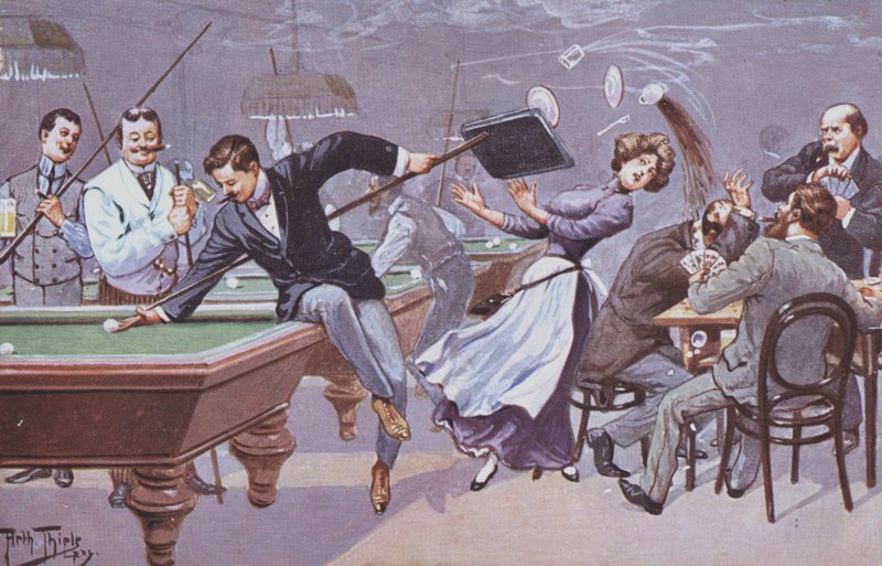 Komikus jelenet egy biliárdteremben alkotó: Carl Robert Arthur Thiele