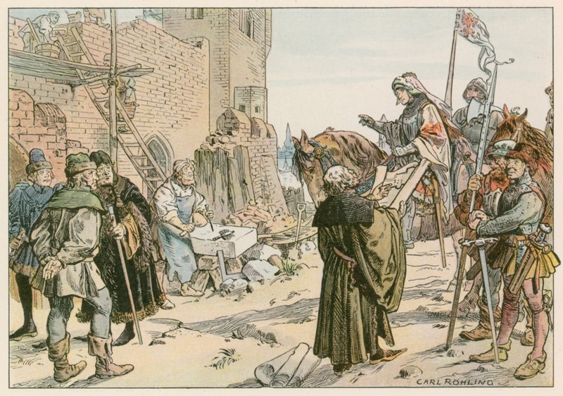 Frigyes a Spree-parti kastély alapjainak letételén 1443-ban alkotó: Carl Rohling