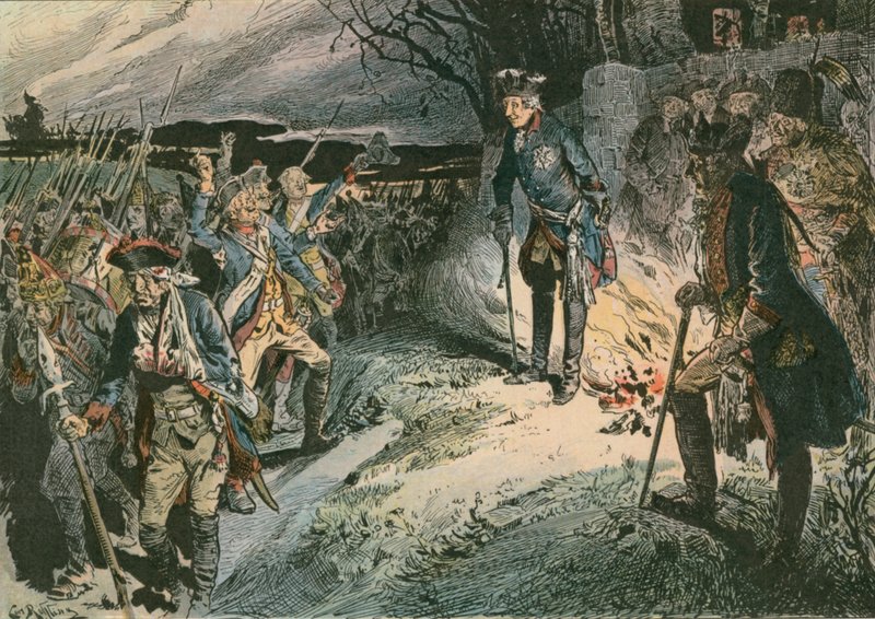 Nagy Frigyes (1712-1786) az 1758-as hochkirchi csatában elszenvedett vereség után alkotó: Carl Rohling