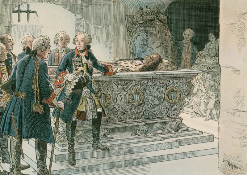 Nagy Frigyes (1712-1786) a nagy választófejedelem koporsójánál alkotó: Carl Rohling