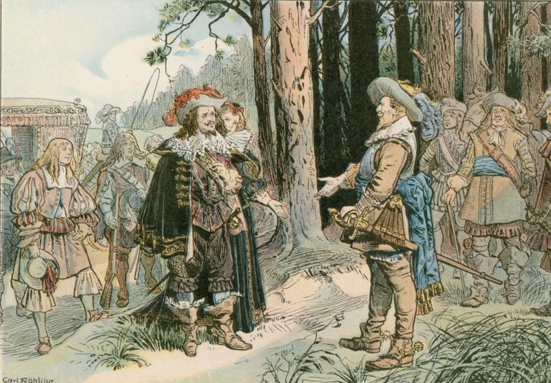 George William találkozott a svéd Gustavus Adolphusszal Kopenickben 1631-ben alkotó: Carl Rohling