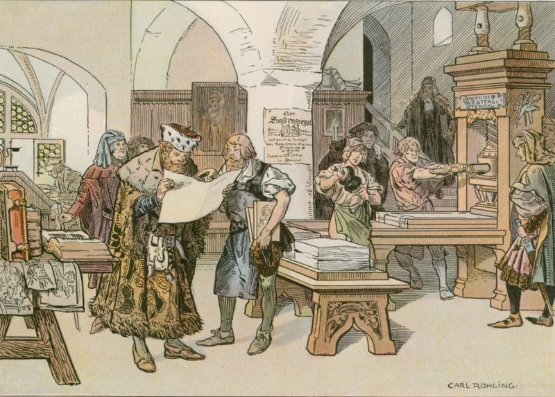 John Cicero részt vett az első könyvnyomtatón Stendalban 1490-ben alkotó: Carl Rohling