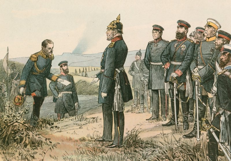 I. Vilmos porosz király és német császár (1797-1888), aki 1870-ben, a sedani csata után fogadja III. Napóleon kapitulációját alkotó: Carl Rohling