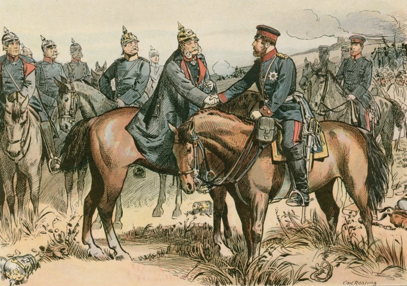I. Vilmos porosz király és az első német császár (1797-1888) köszönti fiát Sadowában 1866-ban alkotó: Carl Rohling