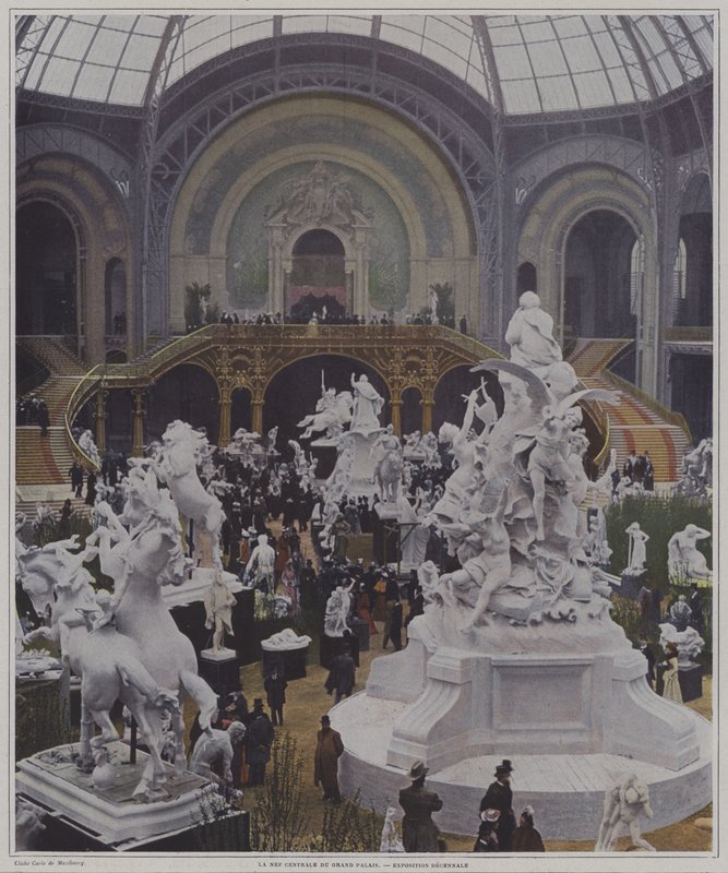 A Grand Palais központi hajója az Exposition Universelle 1900-ban, Párizs (színes fotó) alkotó: Carle de Mazibourg