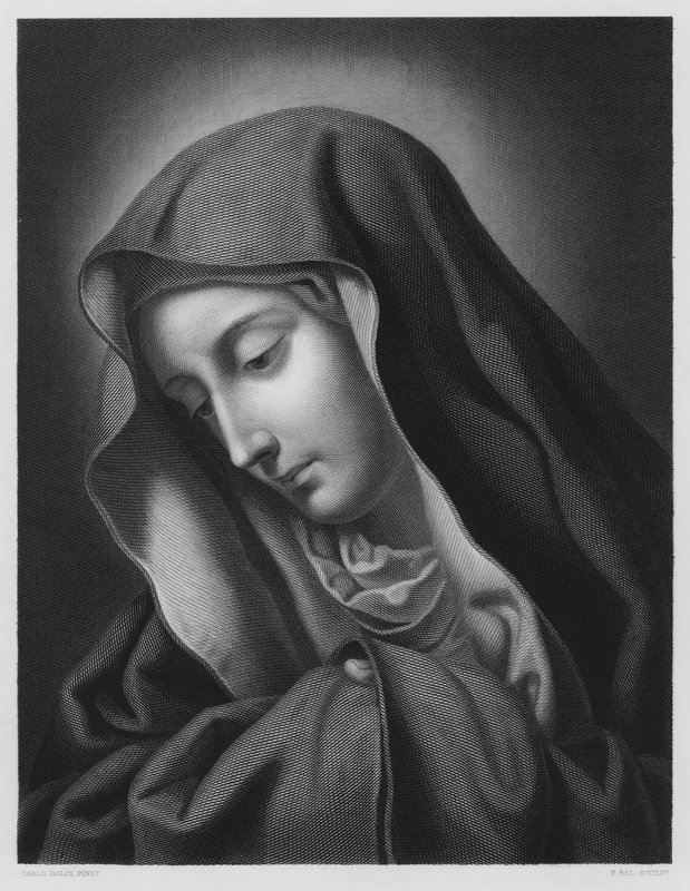 Madonna, a képről a Királyi Gyűjteményben (metszet) alkotó: Carlo (after) Dolci