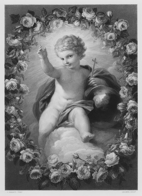 The Infant Christ, a képről a Királyi Gyűjteményben (metszet) alkotó: Carlo (after) Maratta or Maratti