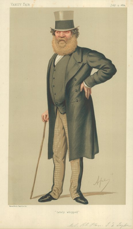 Colonel The Right Hon Thomas Edward Taylor, Lately whipped, 1874. július 4., Vanity Fair rajzfilm alkotó: Carlo Pellegrini