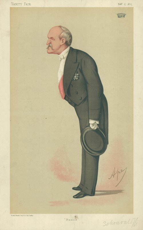 Schouvaloff gróf, Oroszország, 1875. február 13., Vanity Fair rajzfilm alkotó: Carlo Pellegrini