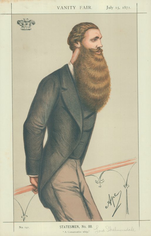 Lord Skelmersdale, Egy konzervatív korbács, 1871. július 15., Vanity Fair rajzfilm alkotó: Carlo Pellegrini