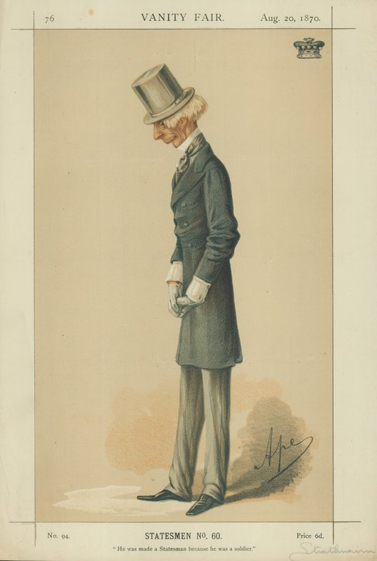 Lord Strathnairn, Azért lett államférfi, mert katona volt, 1870. augusztus 20., Vanity Fair karikatúra alkotó: Carlo Pellegrini