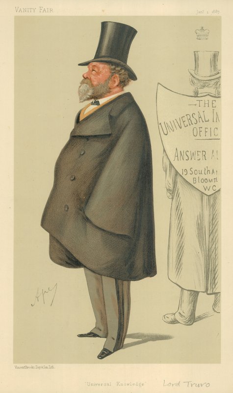 Lord Truro, Egyetemes tudás, 1887. január 1., Vanity Fair rajzfilm alkotó: Carlo Pellegrini