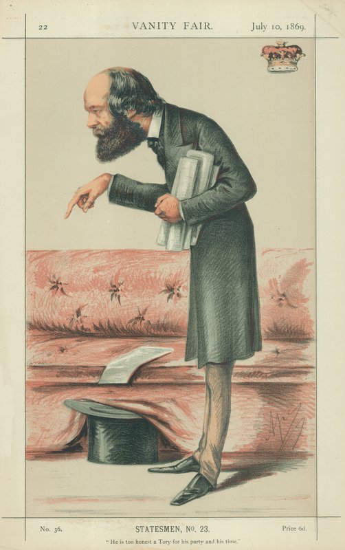 Salisbury márki, túl becsületes tory a pártjához és a korához képest, 1869. július 10., Vanity Fair rajzfilm alkotó: Carlo Pellegrini