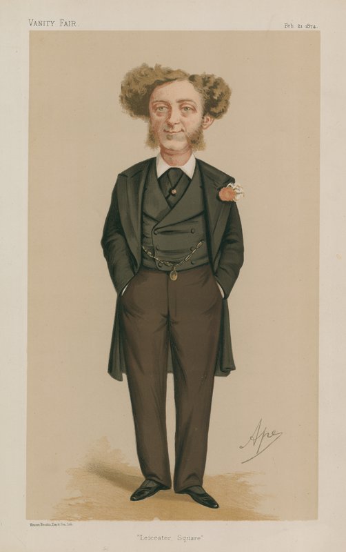 Albert Grant képviselő úr; Leicester tér; 1874. február 21.; Hiúságvásár; rajzfilm alkotó: Carlo Pellegrini