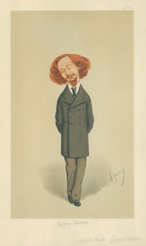 Mr Algernon Charles Swinburne, Napkelte előtt, 1874. november 21., Vanity Fair rajzfilm alkotó: Carlo Pellegrini