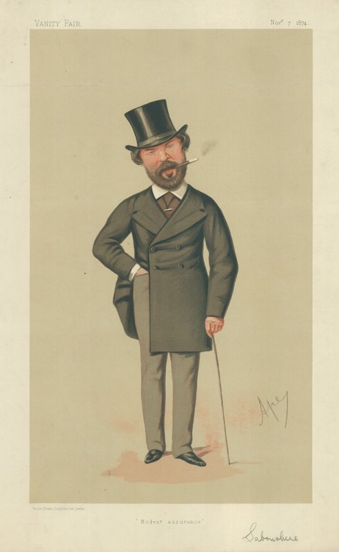 Henry Du Pre Labouchere, Szerény biztosíték, 1874. november 7., Vanity Fair rajzfilm alkotó: Carlo Pellegrini