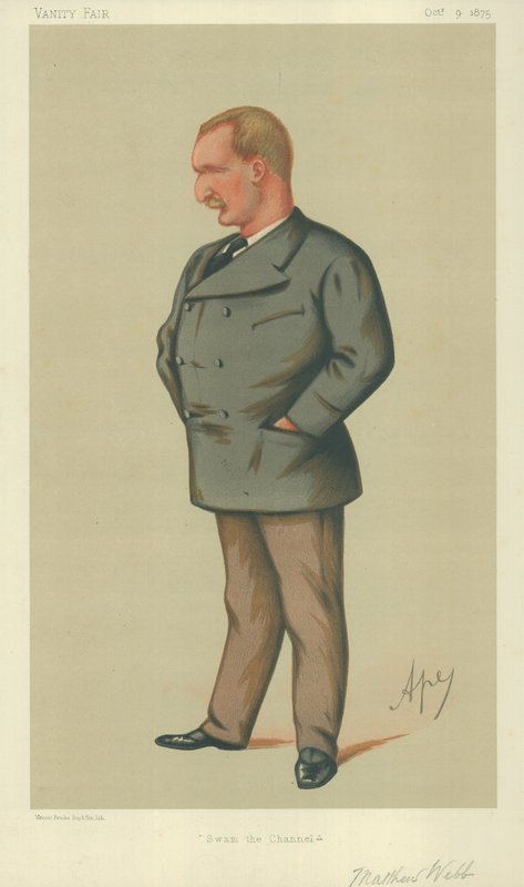 Matthew Webb úr, Swam the Channel, 1875. október 9., Vanity Fair rajzfilm alkotó: Carlo Pellegrini