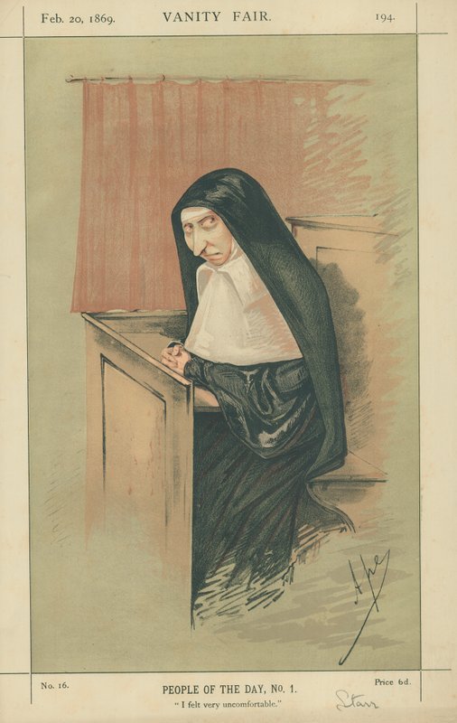 Mrs Starr, nagyon kényelmetlenül éreztem magam, 1869. február 20., Vanity Fair rajzfilm alkotó: Carlo Pellegrini