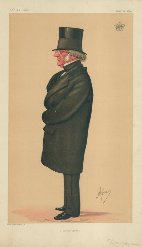 Philip-Henry Stanhope Stanhope, Egy nemes író, 1874. május 23., Vanity Fair rajzfilm alkotó: Carlo Pellegrini