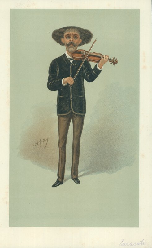 Senor Pablo Martin Meliton Sarasate, 1889. május 25., Vanity Fair rajzfilm alkotó: Carlo Pellegrini