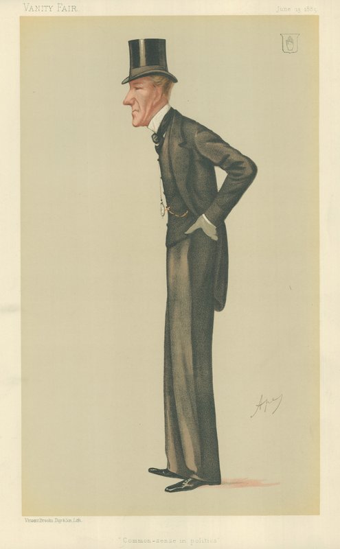 Sir Edward Robert Sullivan, A józan ész a politikában, 1885. június 13., Vanity Fair karikatúra. alkotó: Carlo Pellegrini
