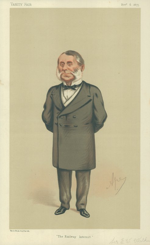 Sir Edward William Watkin, The Railway Interest, 1875. november 6., Vanity Fair karikatúra. alkotó: Carlo Pellegrini