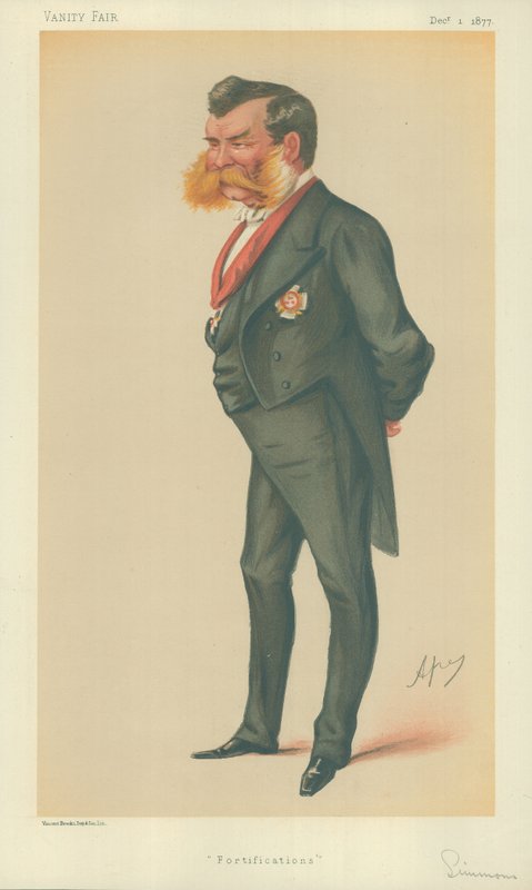 Sir John Lintorn Arabin Simmons, Erődítmények, 1877. december 1., Vanity Fair rajzfilm alkotó: Carlo Pellegrini