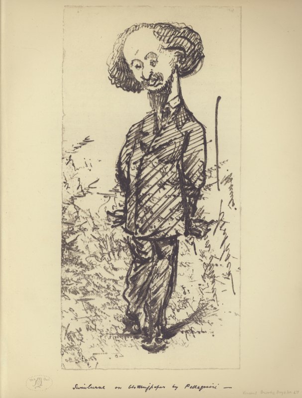 Swinburne on Blotting Paper (Algernon Charles Swinburne angol szerző karikatúrája) (litho) alkotó: Carlo Pellegrini