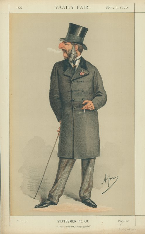 A Hon J C Vivian, Mindig kellemes, mindig zseniális, 1870. november 5., Vanity Fair rajzfilm alkotó: Carlo Pellegrini
