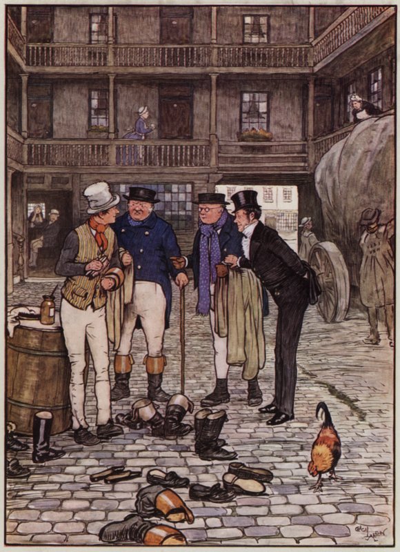 Illusztráció a Pickwick-papírokhoz, Cecil Aldin (színes litó) alkotó: Cecil Charles Windsor Aldin