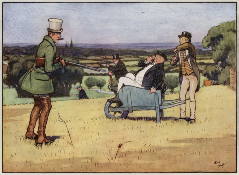 Illusztráció a Pickwick-papírokhoz, Cecil Aldin (színes litó) alkotó: Cecil Charles Windsor Aldin