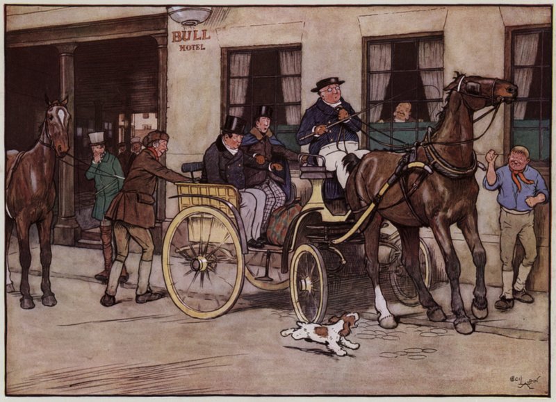 Illusztráció a Pickwick-papírokhoz, Cecil Aldin (színes litó) alkotó: Cecil Charles Windsor Aldin