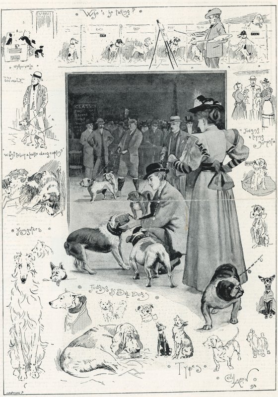 A Kennel Club kutyakiállítása a Kristálypalotában alkotó: Cecil Charles Windsor Aldin