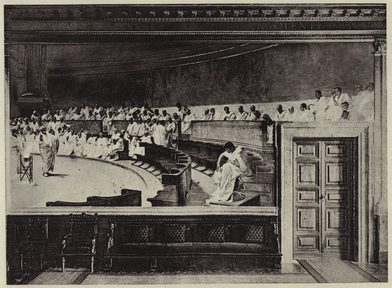 Catilina tárgyalása (litho) alkotó: Cesare (after) Maccari