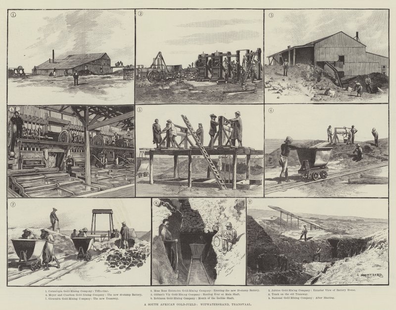 Egy dél-afrikai aranymező, Witwatersrand, Transvaal alkotó: Charles Auguste Loye