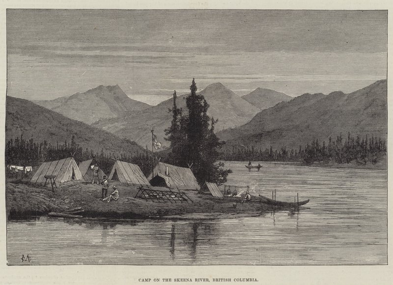 Táborozás a Skeena folyón, Brit Kolumbia alkotó: Charles Auguste Loye