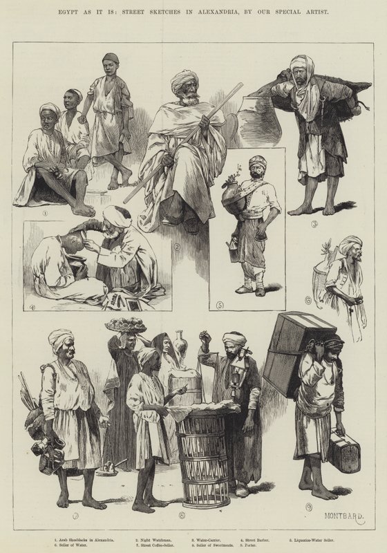 Egyiptom, ahogy van, utcavázlatok Alexandriában alkotó: Charles Auguste Loye
