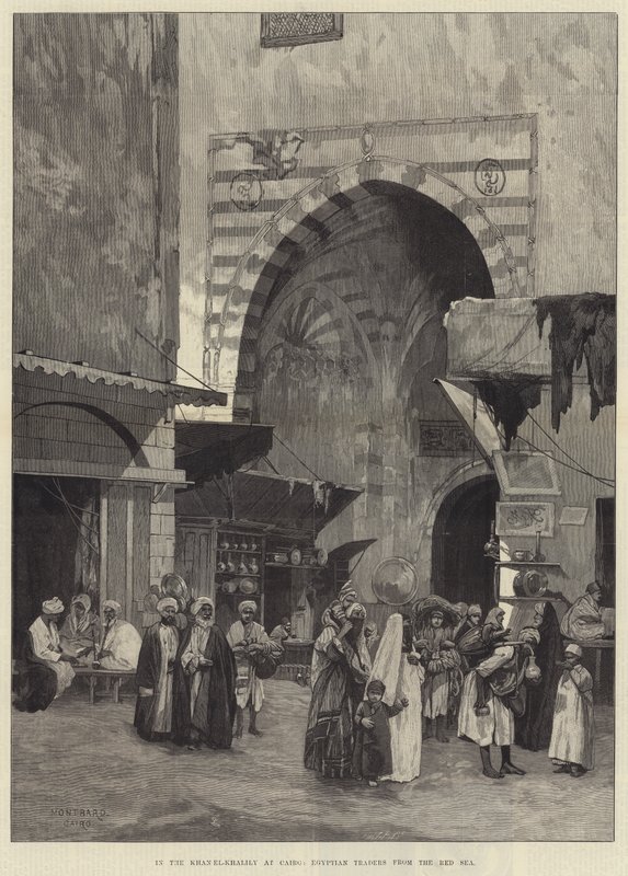 A kairói Khan el-Khalilyban egyiptomi kereskedők a Vörös-tengerről alkotó: Charles Auguste Loye