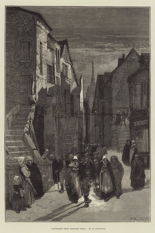 Visszatérés az éjféli miséről alkotó: Charles Auguste Loye