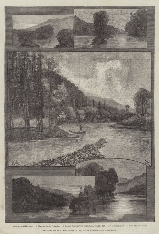 Vázlatok a Cascapediac folyón, Alsó-Kanada alkotó: Charles Auguste Loye