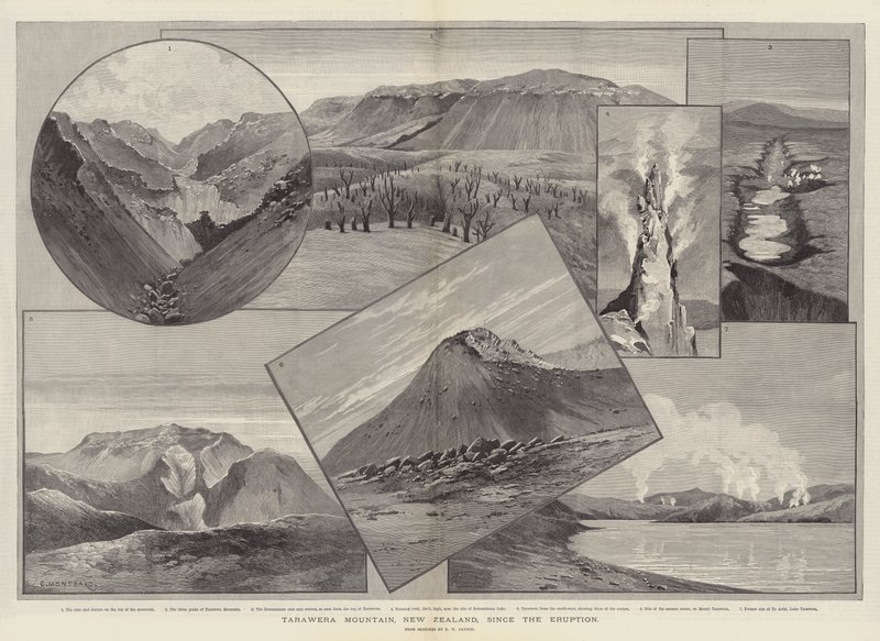 Tarawera-hegy, Új-Zéland, a kitörés óta alkotó: Charles Auguste Loye
