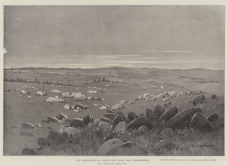 A Battle-Field nézetben öt mérföldre Johannesburgtól alkotó: Charles Auguste Loye