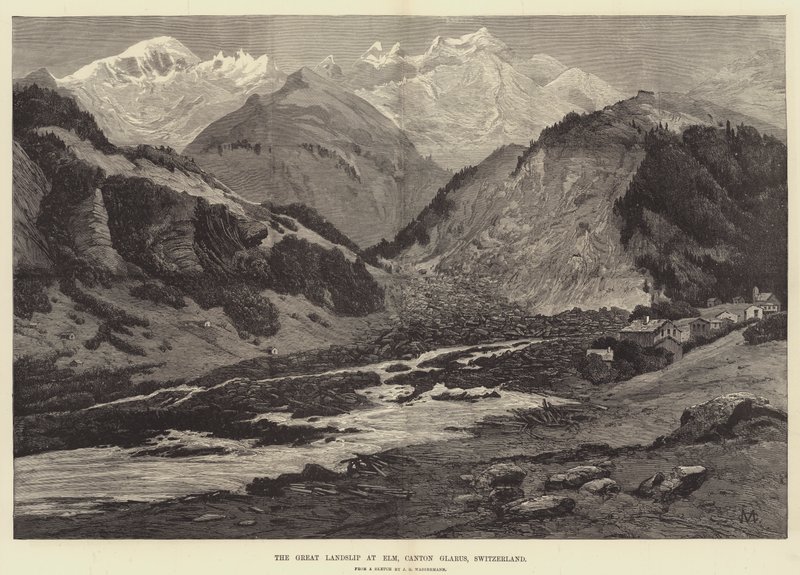 A nagy földcsuszamlás Elmben, Glarus kanton, Svájc alkotó: Charles Auguste Loye