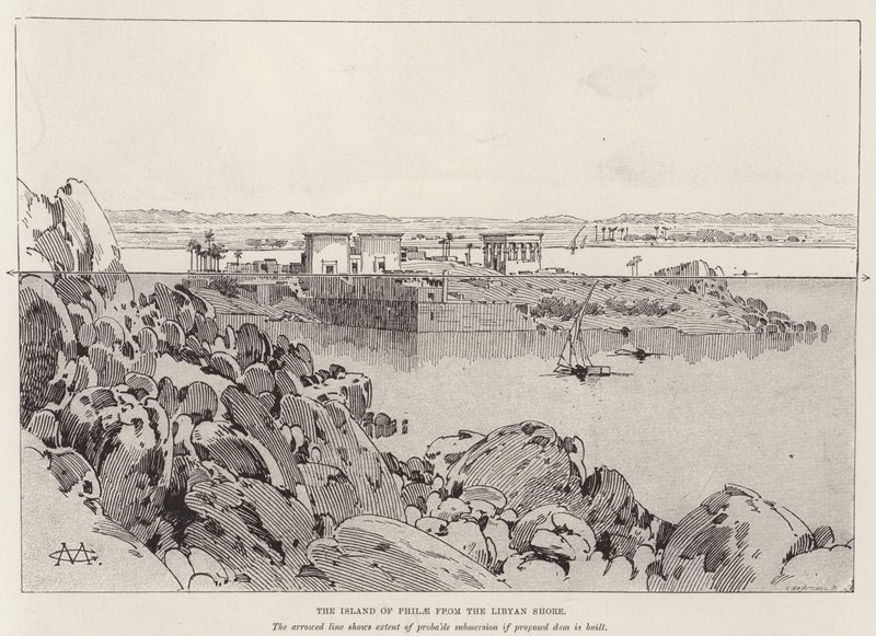Philae szigete a líbiai partról alkotó: Charles Auguste Loye